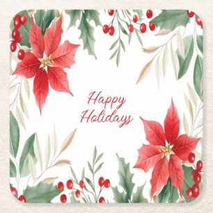 Dessous De Verre Carré Tapisserie de Noël en papier étoile de poinsettia