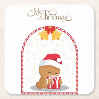 Dessous De Verre Carré Tapisserie de Noël Ours Cadeau