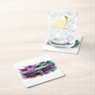 Dessous De Verre Carré Tapisserie de voitures de muscle américaines