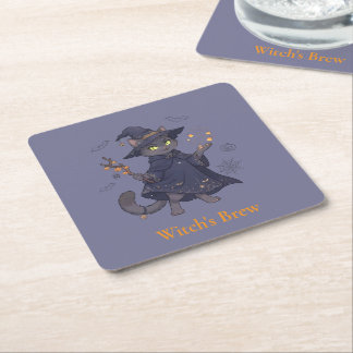 Dessous De Verre Carré Tapisserie en papier de chat magique mignon pour H