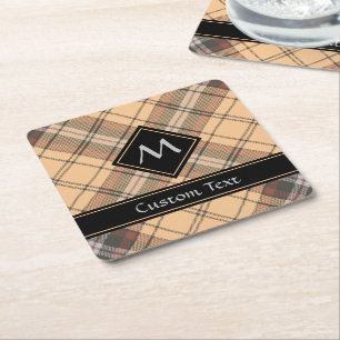 Dessous De Verre Carré Tartan beige et Brown