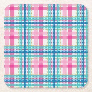 Dessous De Verre Carré Tartan, motif de plaid