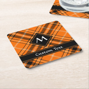 Dessous De Verre Carré Tartan orange d'Halloween