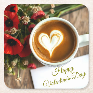 Dessous De Verre Carré Tasse de café personnalisée Joyeuse Saint-Valentin