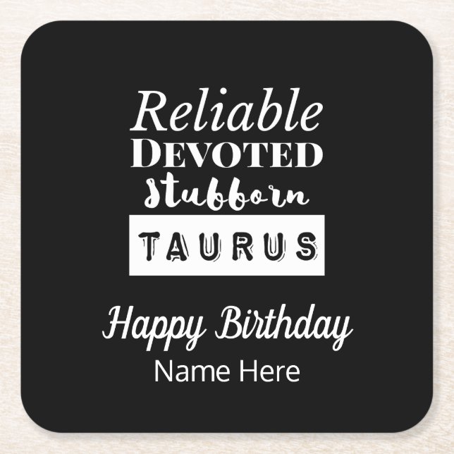 Dessous De Verre Carré Taurus Zodiac Fun Caractéristiques Anniversaire (Devant)