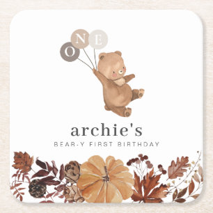Dessous De Verre Carré Teddy Bear Citrouille - 1er Anniversaire