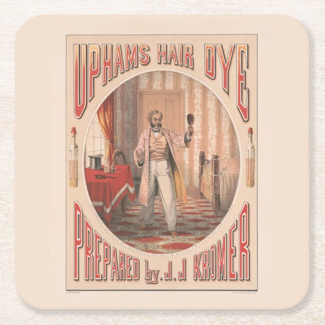 Dessous De Verre Carré Teinture à cheveux Uphams, vers 1864 (Devant)