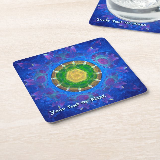 Dessous De Verre Carré Teinture à tarte bleu-vert (Incliné)