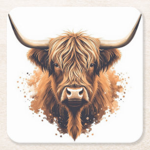 Dessous De Verre Carré Téléphone Highland Coo