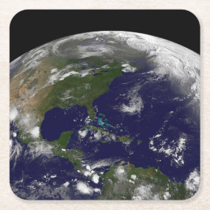 Dessous De Verre Carré Tempêtes Tropicales Sur La Planète Terre.