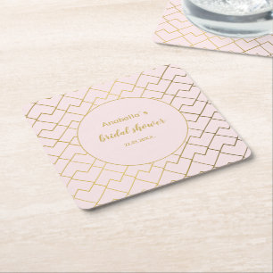 Dessous De Verre Carré Tendance Chic Géométrique Golden Blush Rose