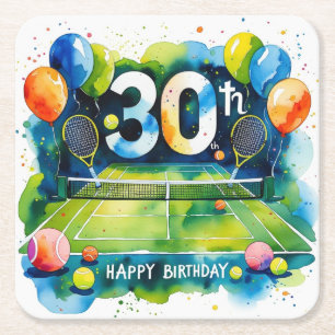 Dessous De Verre Carré Tennis 30e anniversaire thème
