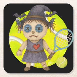 Dessous De Verre Carré Tennis Halloween thème pour le joueur de tennis