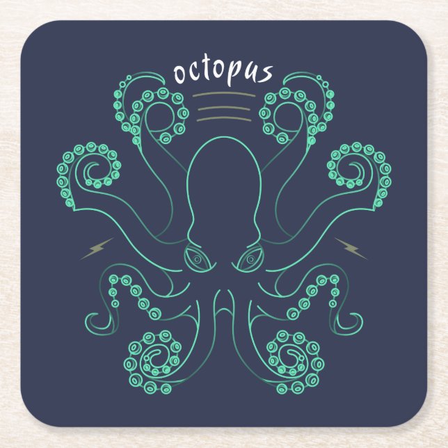 Dessous De Verre Carré Tentacules de céphalopodes octopus (Devant)