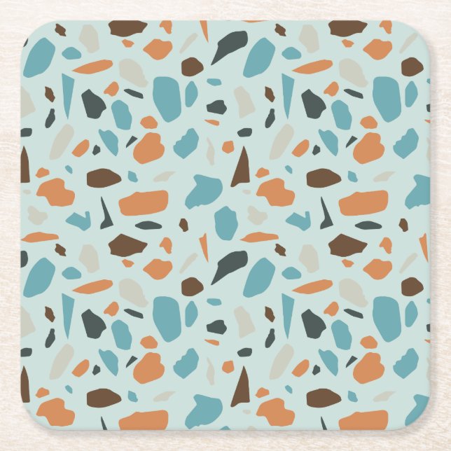Dessous De Verre Carré Terrazzo bleu Motif (Devant)