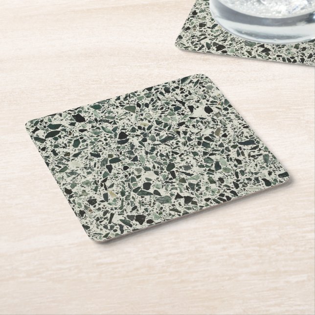 Dessous De Verre Carré Terrazzo Vert Moderne (Incliné)