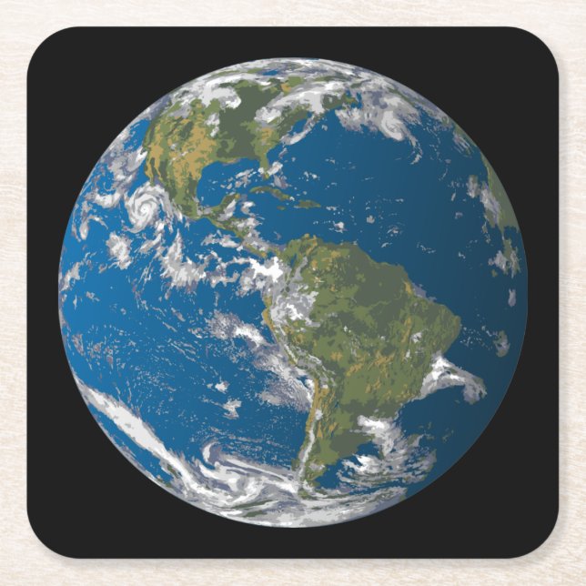 Dessous De Verre Carré Terre planétaire (Devant)