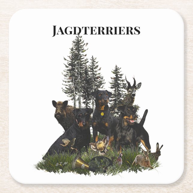 Dessous De Verre Carré Terrier de chasse allemand (Jagdterrier) (Devant)