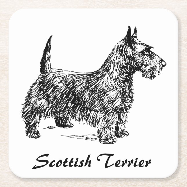 Dessous De Verre Carré Terrier écossais (Devant)
