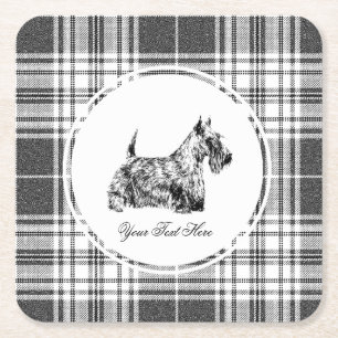 Dessous De Verre Carré Térrier écossais et plaid Personnaliser