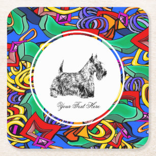 Dessous De Verre Carré Terrier écossais et Pop Art