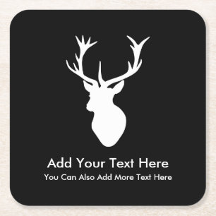 Dessous De Verre Carré Tête blanche avec Antlers