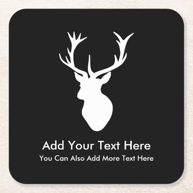 Dessous De Verre Carré Tête blanche avec Antlers (Devant)