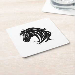 Dessous De Verre Carré Tête de magnifique cheval noir