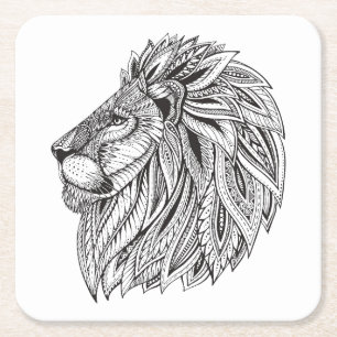 Dessous De Verre Carré Tête modelée ethnique de lion