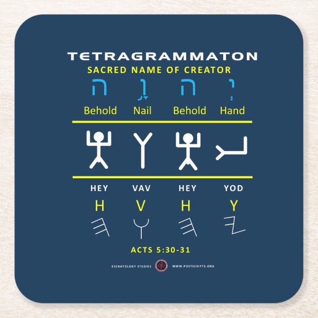 Dessous De Verre Carré Tetragrammaton YHVH (Devant)