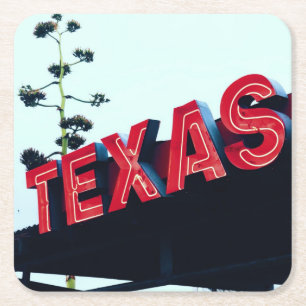 Dessous De Verre Carré Texas Red Neon Lights USA Amérique