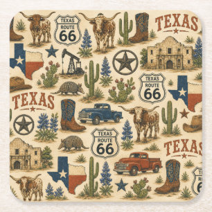 Dessous De Verre Carré Texas Route 66 Ranch Sips