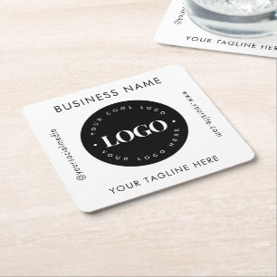 Dessous De Verre Carré Texte géométrique Personnalisé Entreprise Logo Ent