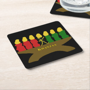 Dessous De Verre Carré Texte jaune de conception d'art de Kwanzaa
