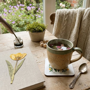 Dessous De Verre Carré Texte modifiable Tulipe jaune Esthétique minimalis