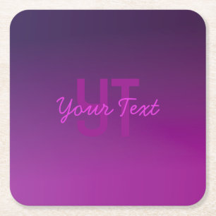 Dessous De Verre Carré Texte monogramme modifiable moderne & Ombre violet