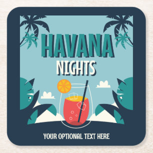 Dessous De Verre Carré Texte personnalisé "Havana Nights"