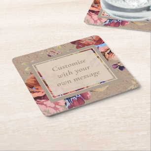 Dessous De Verre Carré Texte vintage floral personnalisé
