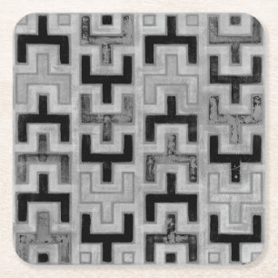 Dessous De Verre Carré Textile africain en tissu boueux avec Motifs géom