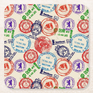 Dessous De Verre Carré Texture avec de vrais timbres