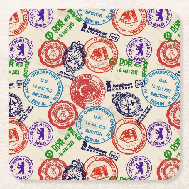 Dessous De Verre Carré Texture avec de vrais timbres (Devant)