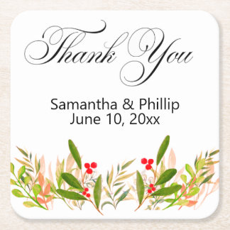 Dessous De Verre Carré Thank you coaster wedding favors