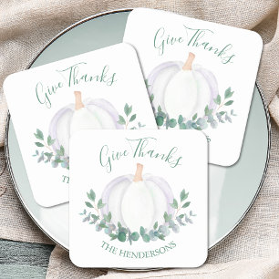 Dessous De Verre Carré Thanksgiving Citrouille blanc