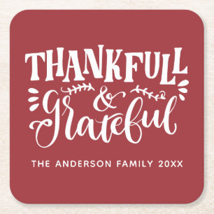 Dessous De Verre Carré Thanksgiving Thankful & Grateful Fall Harvest