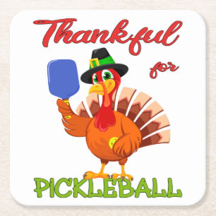 Dessous De Verre Carré Thanksgiving Turkey - Thankful Pickleball