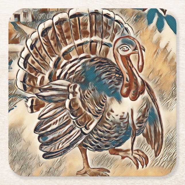 Dessous De Verre Carré Thanksgiving Turquie Dessous de verre pour la tabl (Devant)