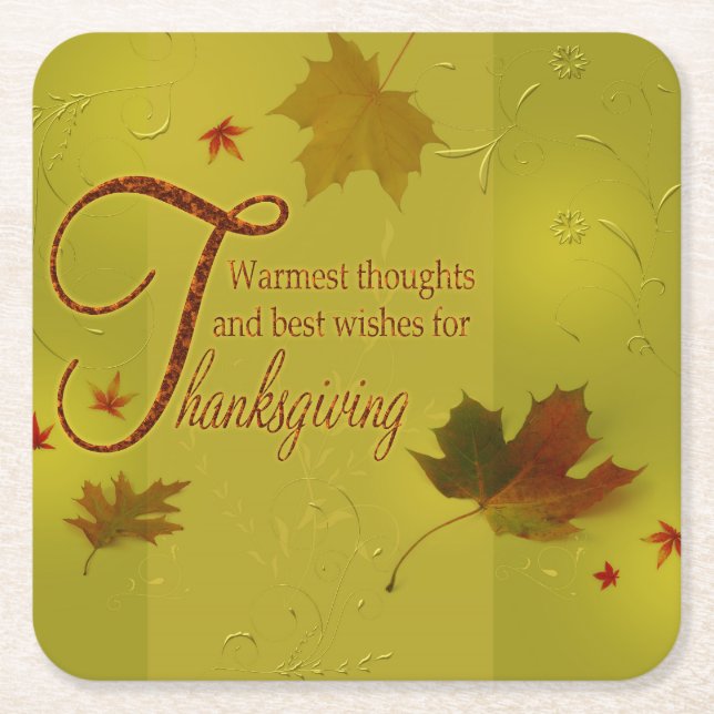 Dessous De Verre Carré Thanksgiving veut typographie Feuilles (Devant)