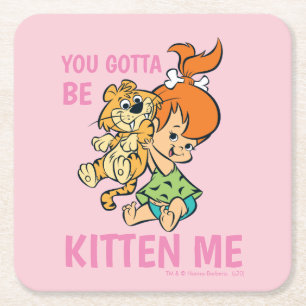Dessous De Verre Carré The Flintstones Pebbles & Her Tiger