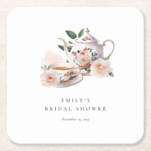 Dessous De Verre Carré Thé Party Élégant Shower de Mariée