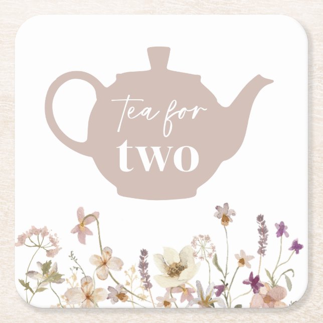 Dessous De Verre Carré Thé pour deux fleurs (Devant)